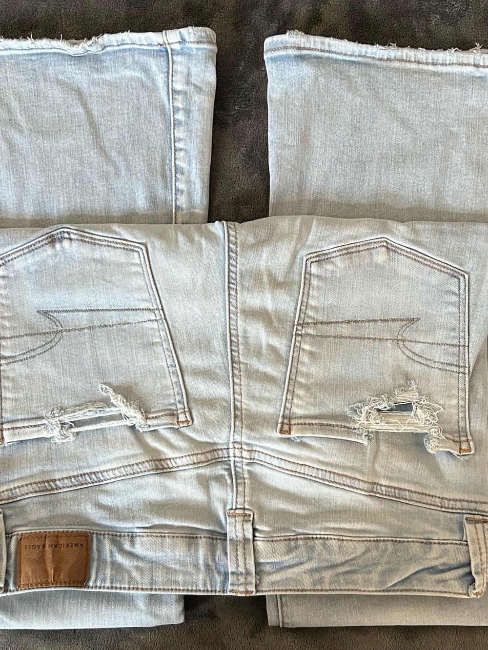 American Eagle AE Super High Waisted Flare Light Wash Boot Cut Jeans - Picture 2 of 4
